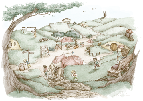 Visit the halflings in their new settlement and immerse yourself in their world.